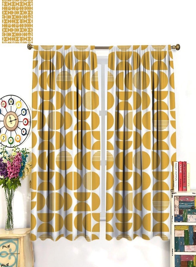 KANEPE Geometry Curtains, Yellow Modern Mid Century Aesthetics Circle Pattern Blackout Window Treatments, Rod Pocket Thermal Insulated Drapes 2 Panel Sets for Bedroom Living Room, 42" W X 45" L - Image 3